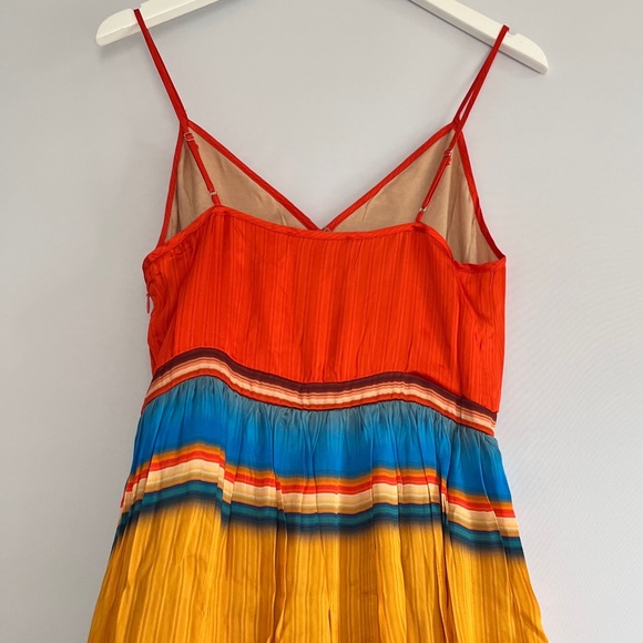 NWT Anthropologie Tanvi Kedia V-Neck Silky Colorblock Midi Dress size S - Picture 6 of 13